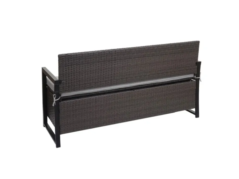 MCW Poly-Rattan 3er Sitzbank F39 Grau Kissen Grau