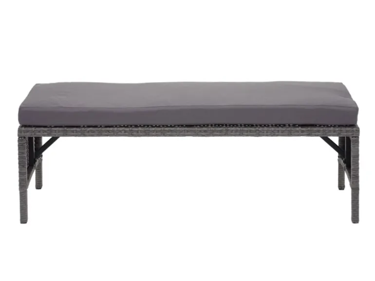 MCW Poly-Rattan Sitzbank G16 Grau Kissen Dunkelgrau