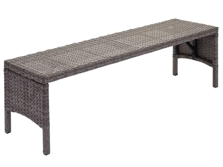 MCW Poly-Rattan Sitzbank G16 Grau Kissen Dunkelgrau