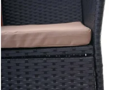 MCW Poly-Rattan Sitzbank mit Tisch E24 Schwarz Kissen Creme