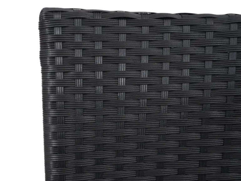 MCW Poly-Rattan Sitzbank mit Tisch E24 Schwarz Kissen Creme
