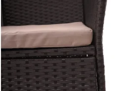 MCW Poly-Rattan Sitzbank mit Tisch E24 Braun Kissen Creme