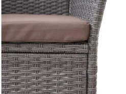 MCW Poly-Rattan Sitzbank mit Tisch E24 Grau Kissen Creme