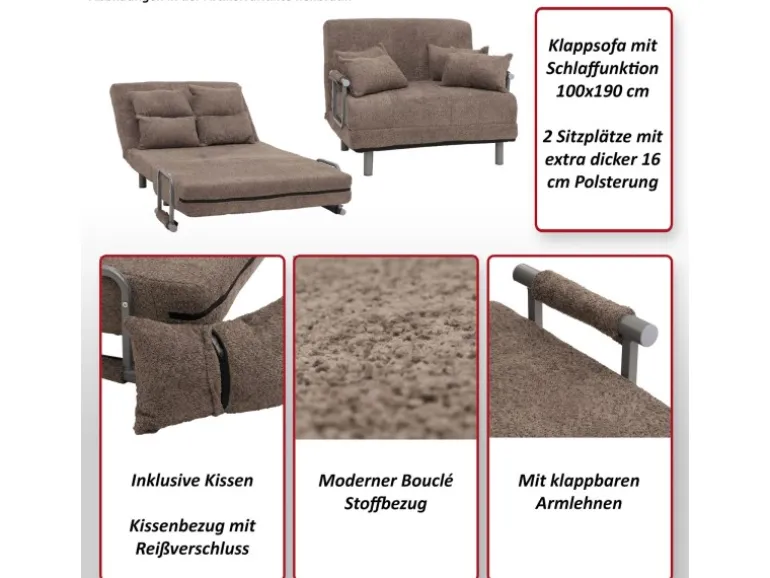 MCW Schlafsessel K29 Stoff Boucle 500g/m² Grau