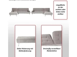 MCW Schlafsofa K22 Samt Grau