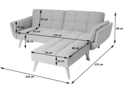 MCW Schlafsofa K18 Stoff/Textil Hellgrau