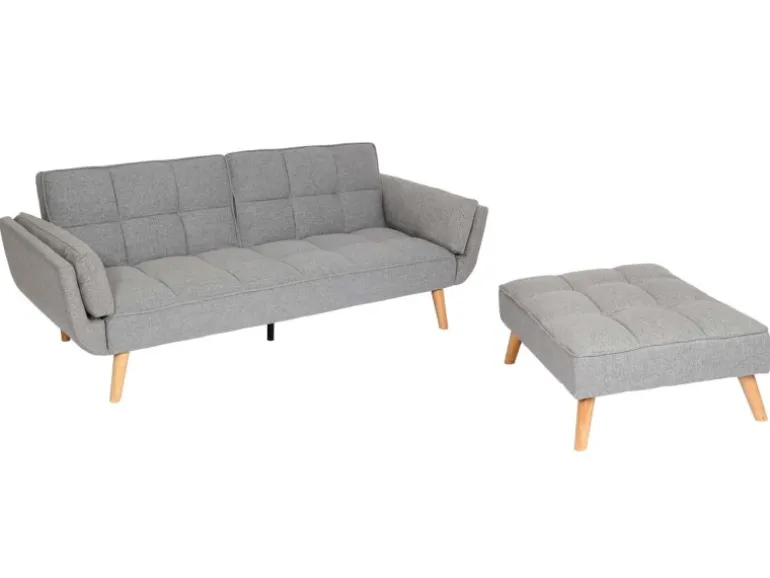 MCW Schlafsofa K18 Stoff/Textil Hellgrau
