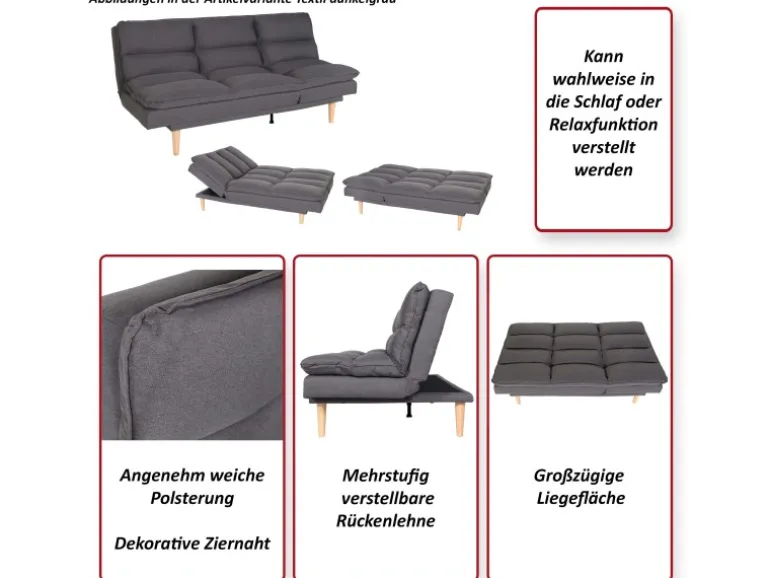 MCW Schlafsofa M79 Stoff/Textil Mint-Grau