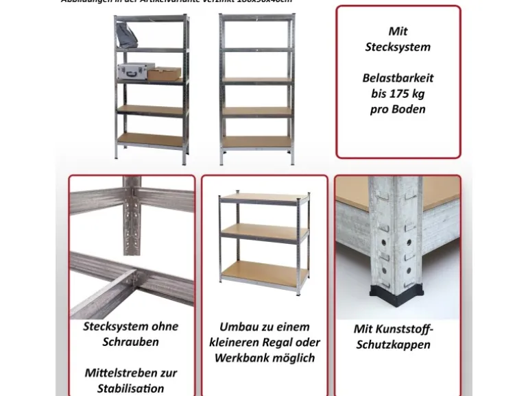 MCW Schwerlastregal E33 Verzinkt 200x120x60cm
