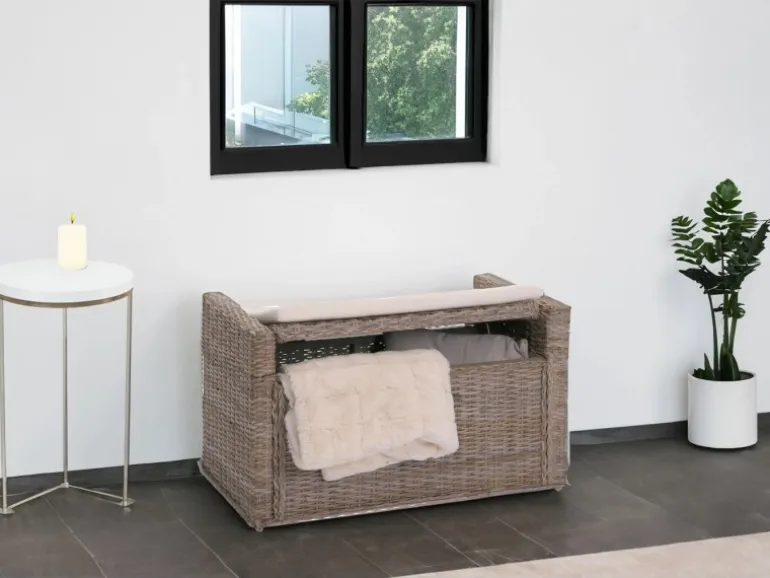 MCW Sitzbank Genua Rattan Staufach Honigfarben