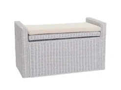 MCW Sitzbank Genua Rattan Staufach Weiß