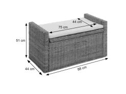 MCW Sitzbank Genua Rattan Staufach Weiß