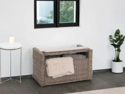 MCW Sitzbank Genua Rattan Staufach Weiß