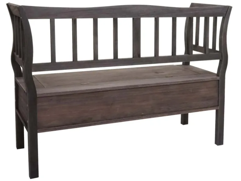 MCW Sitzbank H207 Staufach Shabby-Look Grau-Braun Shabby