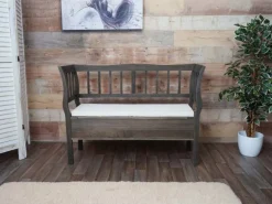 MCW Sitzbank H207 Staufach Shabby-Look Grau-Braun Shabby