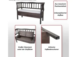 MCW Sitzbank H207 Staufach Shabby-Look Weiß Shabby