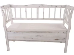 MCW Sitzbank H207 Staufach Shabby-Look Weiß Shabby