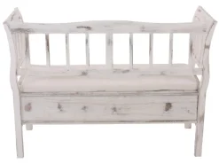MCW Sitzbank H207 Staufach Shabby-Look Weiß Shabby