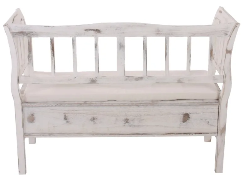 MCW Sitzbank H207 Staufach Shabby-Look Weiß Shabby