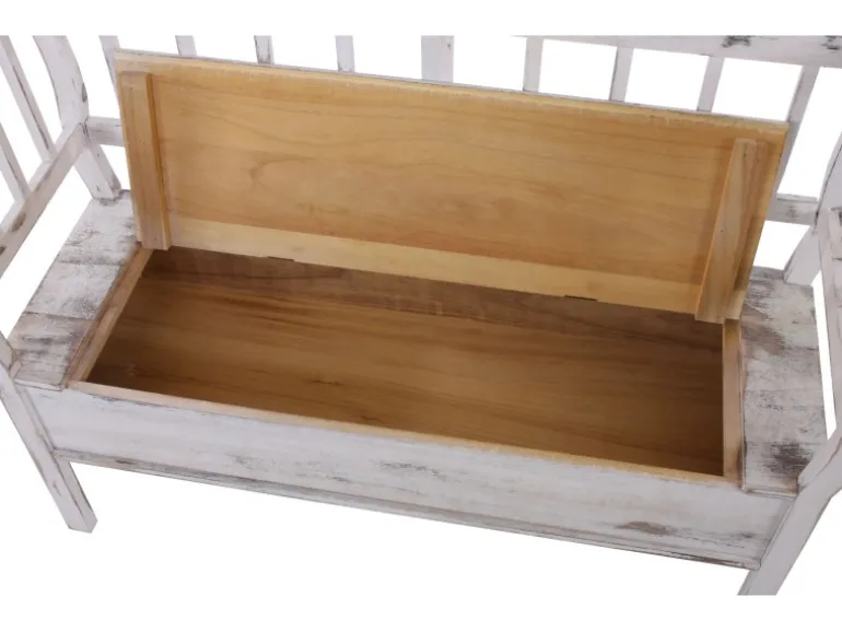 MCW Sitzbank H207 Staufach Shabby-Look Weiß Shabby