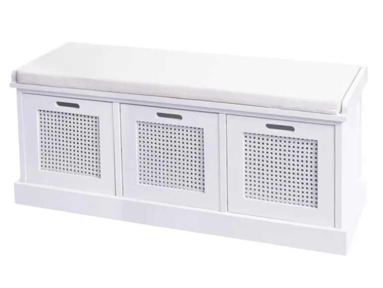 MCW Sitzbank J49 Aufbewahrungsboxen 47x110x40cm Weiß Polster Creme-Weiß