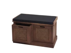 MCW Sitzbank J49 Aufbewahrungsboxen 47x75x40cm Braun Polster Schwarz