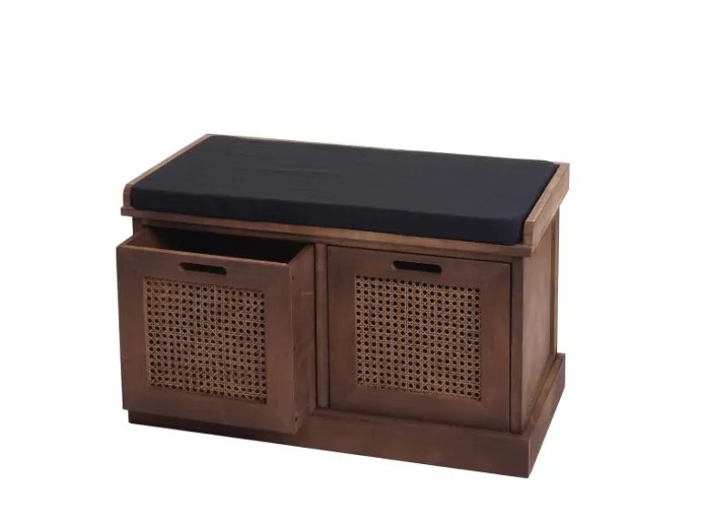 MCW Sitzbank J49 Aufbewahrungsboxen 47x75x40cm Braun Polster Schwarz