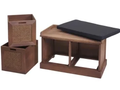 MCW Sitzbank J49 Aufbewahrungsboxen 47x75x40cm Braun Polster Schwarz
