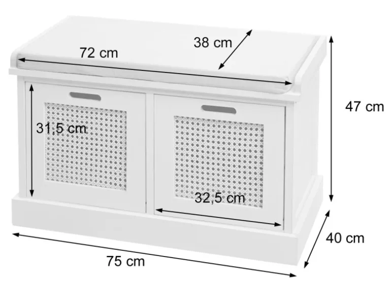 MCW Sitzbank J49 Aufbewahrungsboxen 47x75x40cm Braun Polster Schwarz