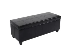 MCW Sitzbank mit Aufbewahrung Arezzo LEDER 112x45x45cm Schwarz