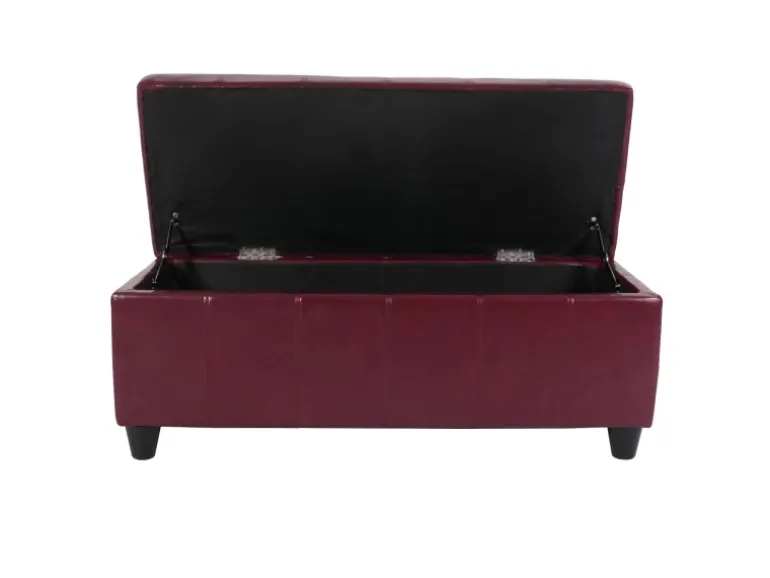 MCW Sitzbank mit Aufbewahrung Arezzo LEDER 112x45x45cm Rot