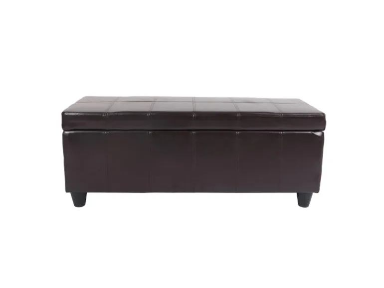 MCW Sitzbank mit Aufbewahrung Arezzo LEDER 112x45x45cm Braun