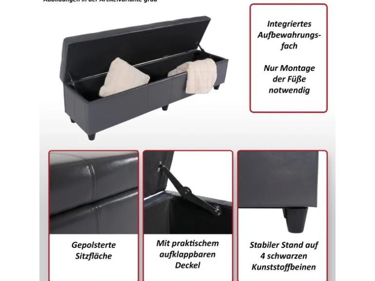 MCW Sitzbank mit Aufbewahrung Arezzo XXL Creme