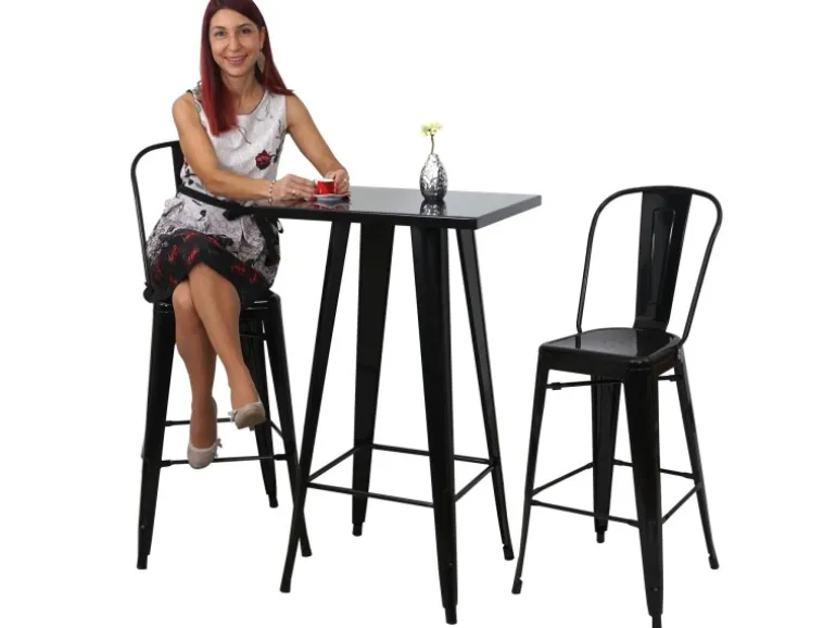MCW Stehtisch-Set A73 Metall 3-teilig Schwarz
