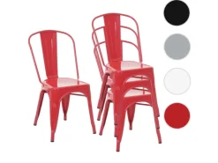 MCW Stuhl A73 Metall 4er-Set Rot