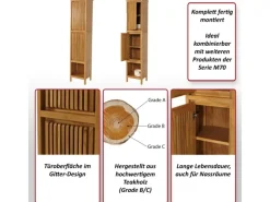 MCW Teak-Hochschrank M70 2 Türen 5 Fächer
