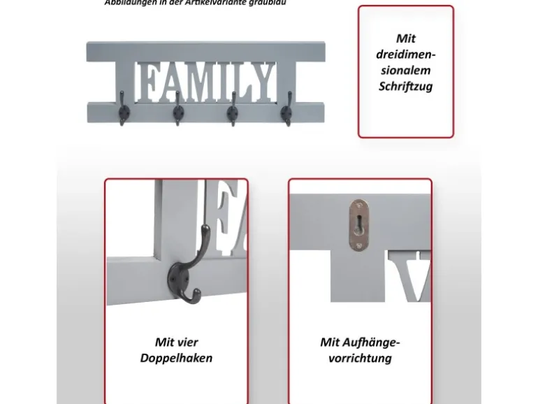 MCW Wandgarderobe C60 Family Shabby-Look Grün Shabby