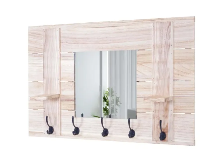 MCW Wandgarderobe C89 mit Spiegel Naturbraun