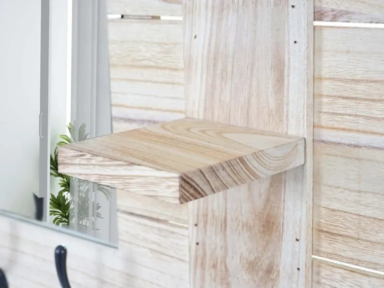 MCW Wandgarderobe C89 mit Spiegel Naturbraun