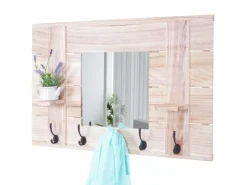 MCW Wandgarderobe C89 mit Spiegel Naturbraun