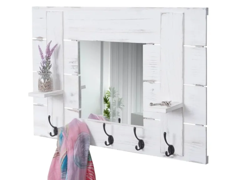 MCW Wandgarderobe C89 mit Spiegel Weiß Shabby