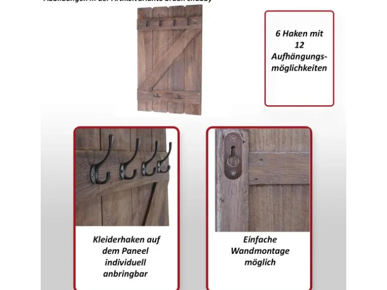 MCW Wandgarderobe D13 Dunkelgrau Shabby