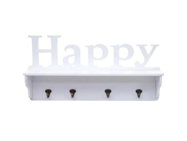 MCW Wandgarderobe D41 Happy 4 Haken Weiß