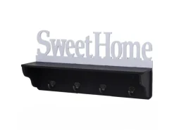 MCW Wandgarderobe D41 Sweet Home 4 Haken Schwarz/weiß