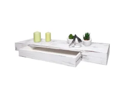 MCW Wandregal H37 Schublade 8x80x25cm Weiß Shabby