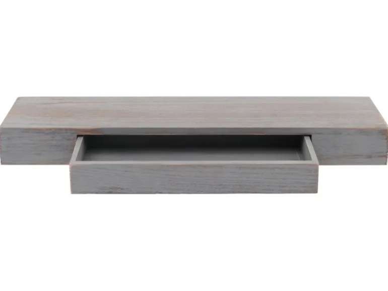MCW Wandregal H37 Schublade 8x80x25cm Grau Shabby