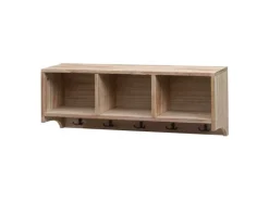 MCW Wandregal K49 Garderobe Wandgarderobe Regal 3 Staufächer 5 Haken 30x80x20cm Holz Naturbraun