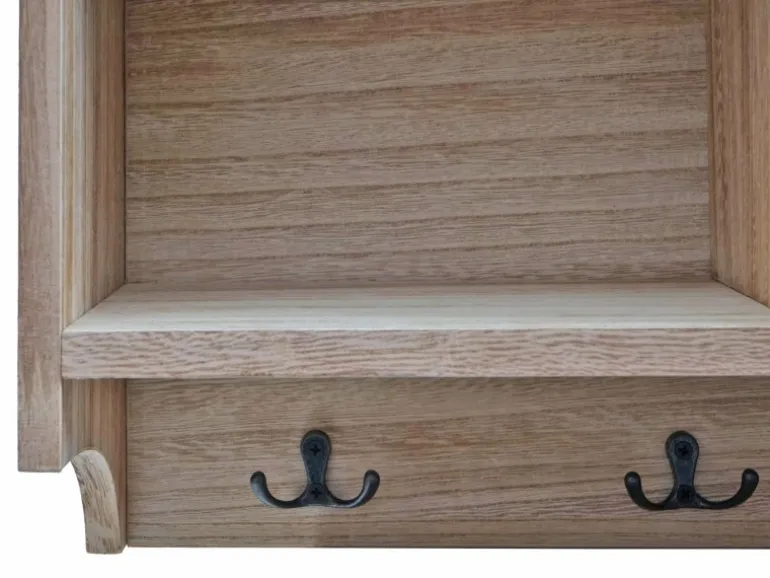 MCW Wandregal K49 Garderobe Wandgarderobe Regal 3 Staufächer 5 Haken 30x80x20cm Holz Naturbraun