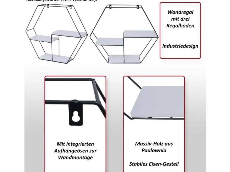 MCW Wandregal K76 43x49x11cm Natur