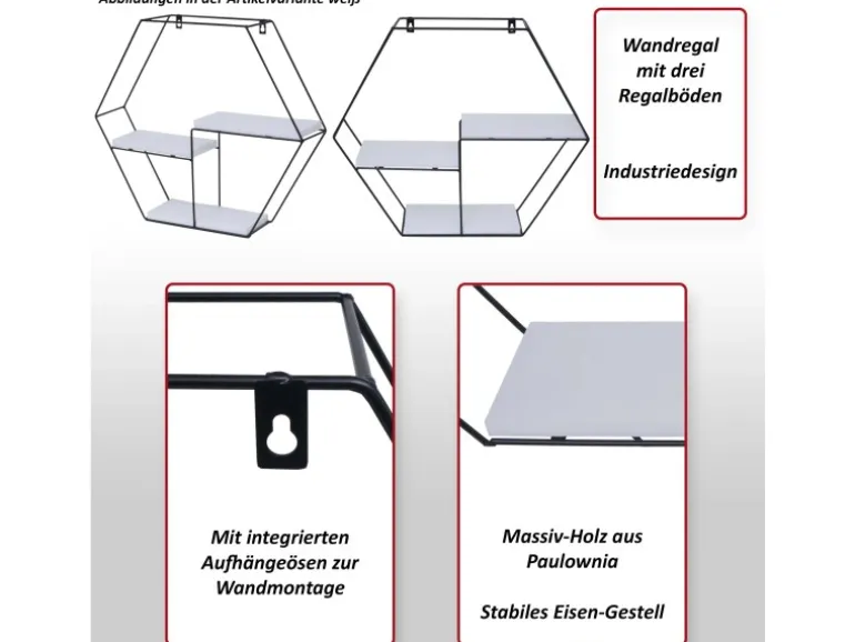MCW Wandregal K76 43x49x11cm Weiß